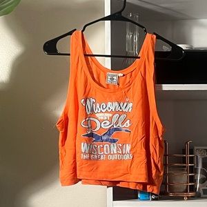 Bright Orange Wisconsin Dells Cropped Tank